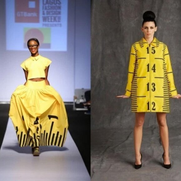 Moschino Couture Ruler Yellow Measure Tape Wool Lined Skirt $975 NWT USA 8 IT42 - Picture 7 of 13